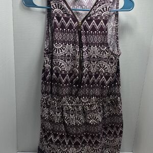 Rue21 Burgundy and White Patterned Jumpsuit
